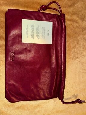 PORTO Burgundy Leather Drawstring Clutch Wristlet
